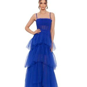 Betsy & Adam Mesh Corset Ball Gown Royal Size 6